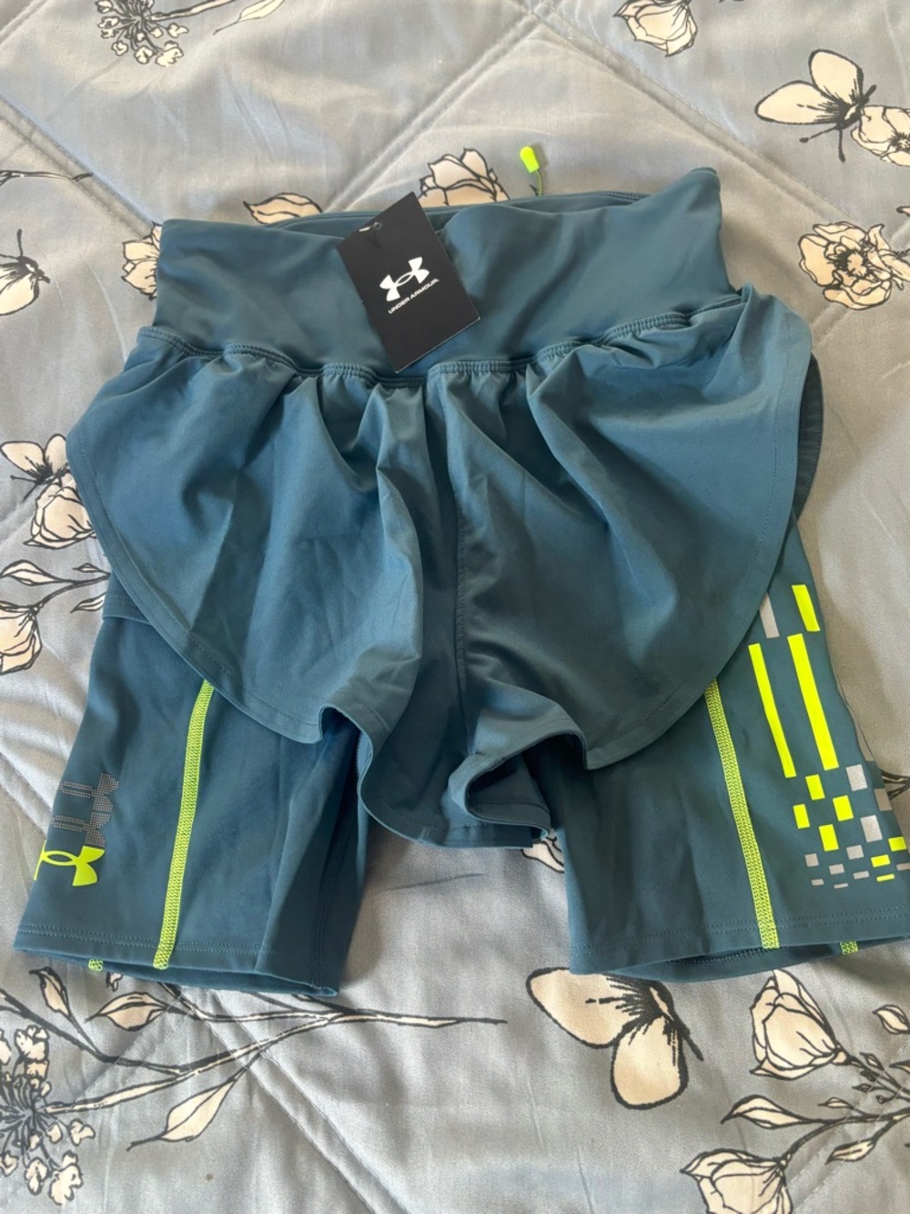 Under Armour Teal Athletic Skort with Neon Yellow Accents NWT